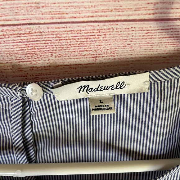 Madewell Blue White Stripe Blouse Size Large - Picture 2 of 5